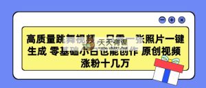 高品质跳舞的视频，仅需一张照片一键生成 零基础菜鸟也可以写作 原创短视频 涨…-天天有课网