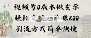 视频号0成本做玄学轻松交付一单赚200引流方式简单快捷-天天有课网