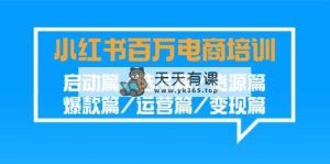 小红书-百万电商培训班：启动篇/选品篇/货源篇/爆款篇/运营篇/变现篇-天天有课网
