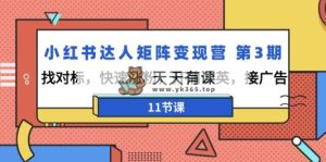 小红书达人矩阵变现营 第3期，找对标，快速涨粉，开蒲公英，接广告-11节课-天天有课网