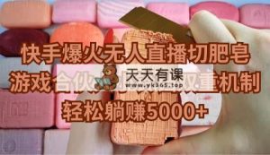 快手爆火无人直播切肥皂，游戏合伙人小铃铛双重机制，轻松躺赚5000+-天天有课网