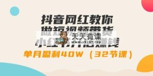 抖音女网红手把手带你短视频卖货 小红书的创业赚钱，单月赢利40W-天天有课网