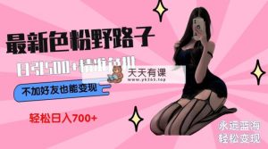 全新颜料转现歪门邪道，日引500 老色批 可不加好友立即转现 新手轻轻松松日入700-天天有课网