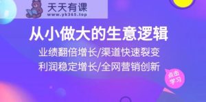 自小做大生意逻辑性：销售业绩翻倍增长/方式迅速裂变式/盈利持续增长/全网推广自主创新-天天有课网