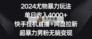 2024性感尤物暴力行为游戏玩法 单日收益4000 快手挂机直播间 百度云盘引流 超暴力男粉没脑子转现-天天有课网