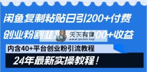 闲鱼平台拷贝日引200 付钱自主创业粉，当韭菜割日平稳5000 盈利，24年全新实例教程！-天天有课网