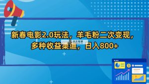 新年影片2.0游戏玩法，羊毛绒粉二次转现，多种多样盈利方式，日入800-天天有课网