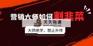 营销专家怎样当韭菜割：总流量高手/说故事高手/销售话术高手/卖东西高手/交易量高手/…-天天有课网