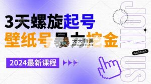 墙纸号暴力行为挖黄金，3天螺旋式养号，新手也可以月入1w-天天有课网