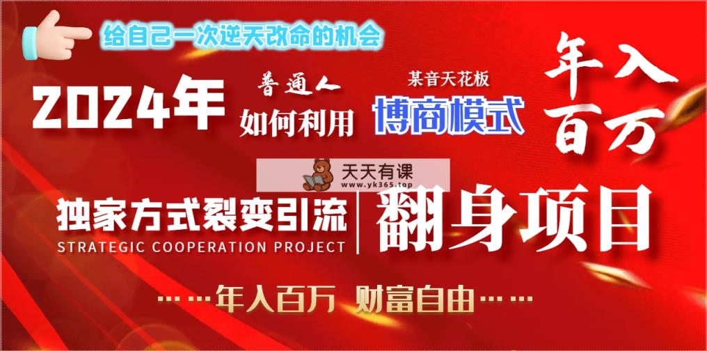 2024年平常人如何运用博商方式做翻盘新项目年收入百万，财务自由-天天有课网