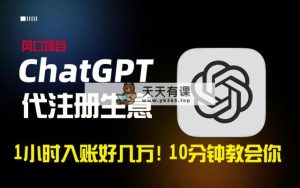 一小时进账几万块！利润高到吓人的ChatGPT代申请注册小买卖，10min教会我们，…-天天有课网