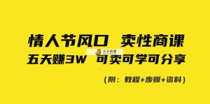 情人节风口！卖性商课，小白五天赚3W，可卖可学可分享！-天天有课网