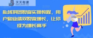 私域拼团裂变实操教程,用户和业绩双裂变增长,让你成为增长高手-天天有课网
