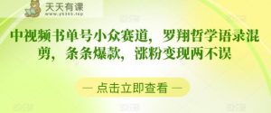 中视频书单号小众赛道,罗翔哲学语录混剪,条条爆款,涨粉变现两不误【揭秘】-天天有课网