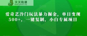 爱奇艺冷门玩法暴力掘金,单日变现500+,一键复制,小白专属项目-天天有课网