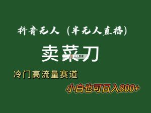 抖音无人直播卖菜刀日入800+！冷门品流量大，全套教程+软件！-天天有课网