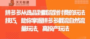 拼多多从选品到截流到付费的玩法技巧，助你掌握拼多多截流自然流量玩法，高投产玩法-天天有课网