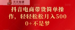 抖音电商带货简单操作,轻轻松松月入5000+不是梦-天天有课网