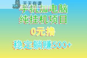 电脑手机宽带挂机项目，0技术，日入500+-天天有课网