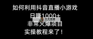 如何运用抖音直播间游戏日赚1000 ，十分火爆新项目，实际操作实例教程来啦！-天天有课网