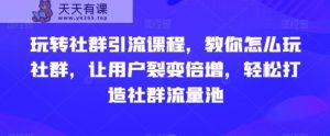 玩转社群引流课程，教你怎么玩社群，让用户裂变倍增，轻松打造社群流量池-天天有课网