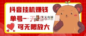 抖音挂机挣钱，运单号一天20 ，可放大化-天天有课网