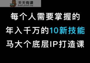 马大个的IP底层逻辑课,每个人需要掌握的年入千万的10新技能,约会底层IP打造方法!-天天有课网