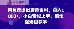 闲鱼卖虚拟项目资料，日入1000+，小白轻松上手，落地保姆级教学-天天有课网