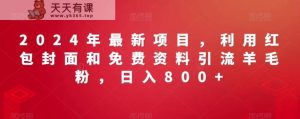 2024年最新项目,利用红包封面和免费资料引流羊毛粉,日入800+-天天有课网
