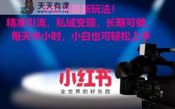 小红书最新玩法！精准引流，私域变现，长期可做，每天半小时，小白也可轻松上手【揭秘】-天天有课网
