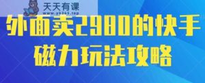 外面卖2980的快手磁力搬砖教程，适合新手小白操作-天天有课网
