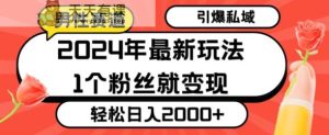 2024年最新男性赛道玩法,引爆私域流量,1个粉丝就变现,轻松日入2000+-天天有课网