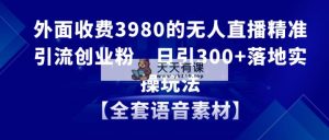 无人直播精准引流方法自主创业粉，日引300 落地式实际操作游戏玩法【整套语音素材】-天天有课网