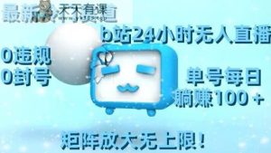 最新冷门赛道，b站24小时无人直播，0违规0封号，单号每日躺赚100＋，矩阵放大无上限【揭秘】-天天有课网