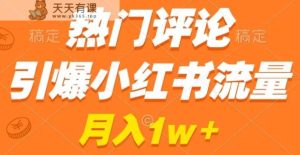 热门评论引爆小红书流量,作品制作简单,商单接到手软【揭秘】-天天有课网