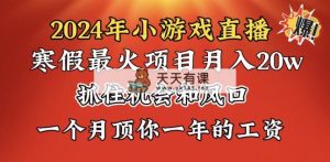 2024年假期爆红新项目，小游戏直播月入20w ，懂得了以后我们将翻盘-天天有课网