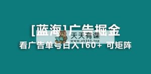 【海蓝城新项目】广告宣传掘金队日赚160  持续稳定，盈利妙到-天天有课网