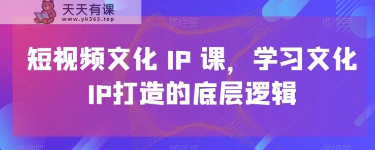短视频文化IP课，学习文化IP打造的底层逻辑-天天有课网