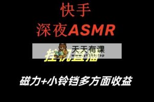 快手深夜ASMR挂机直播磁力+小铃铛多方面收益-天天有课网