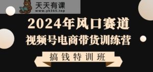 2024年风口赛道视频号电商带货训练营搞钱特训班，带领大家快速入局自媒体电商带货-天天有课网