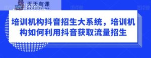 培训机构抖音招生大系统，培训机构如何利用抖音获取流量招生-天天有课网
