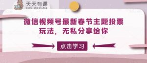 微信视频号最新春节主题投票玩法，无私分享给你【揭秘】-天天有课网