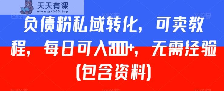 负债粉私域转化，可卖教程，每日可入2000+，无需经验【揭秘】-天天有课网