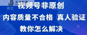 视频号非原创,内容质量不合格,真人验证,违规怎么解决【揭秘】-天天有课网