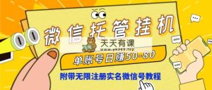 微信托管放置挂机，运单号日赚50-80，新项目使用方便-天天有课网