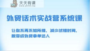 出口外贸销售话术实战营系统软件课-让你不再手足无措,降低尝试错误时长,脱变为出口外贸拿单大咖-天天有课网