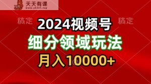2024微信视频号分为方案细分行业游戏玩法，每日5min，月入1W-天天有课网