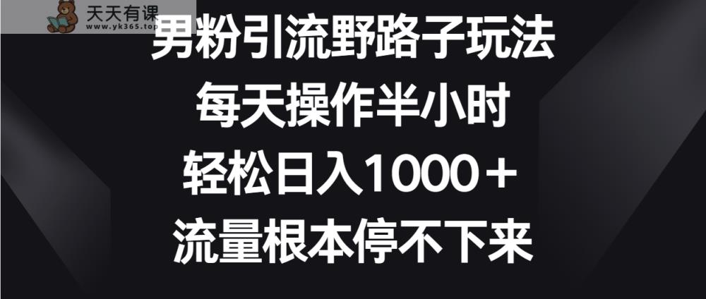 粉丝引流方法歪门邪道游戏玩法，每日实际操作三十分钟轻轻松松日入1000＋，总流量停不下来-天天有课网