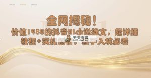 各大网站揭密！抖音视频AI小说推文，全攻略实例教程 实际操作剖析，初学者进坑必读-天天有课网