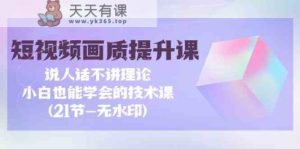 短视频画质提升课，说人话不讲理论，小白也能学会的技术课(无水印)-天天有课网